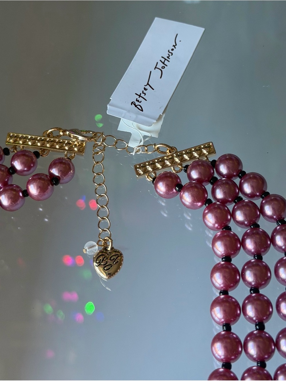 RARE Betsey Johnson evil eye eyeball purple gold tone Halloween Necklace - Picture 7 of 10